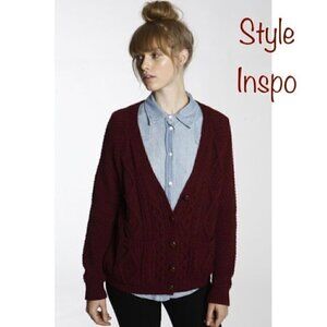 Michael Michael Kors Cardigan S Lambswool Oversized Grandpa Buttons Brown Luxury
